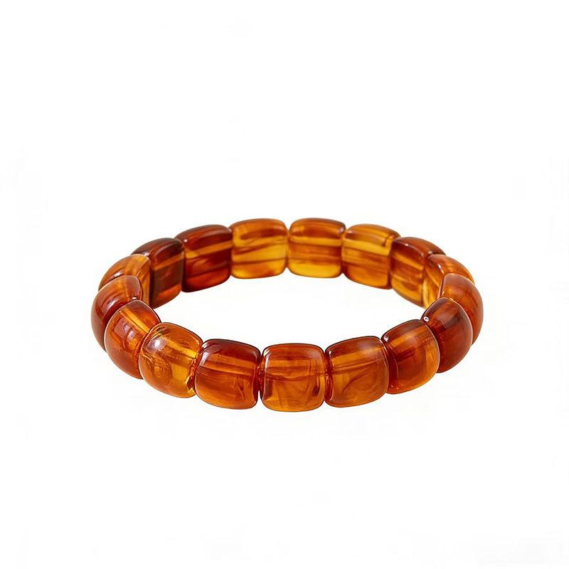 Faux Amber Beeswax Stretch Bracelet Acrylic Smudged Beaded Bracelet European American Niche High Grade Bracelet For Ladies