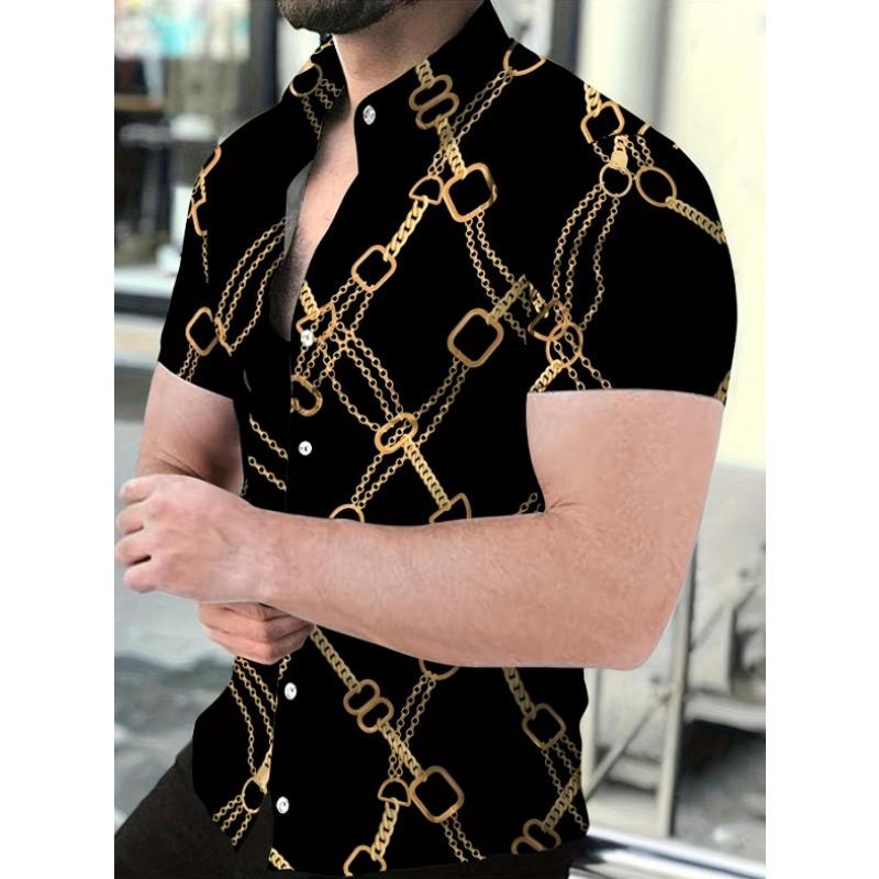 Men's Summer Casual Button Down Shirt Abstract Floral Print Short Sleeve Hawaiian Shirt