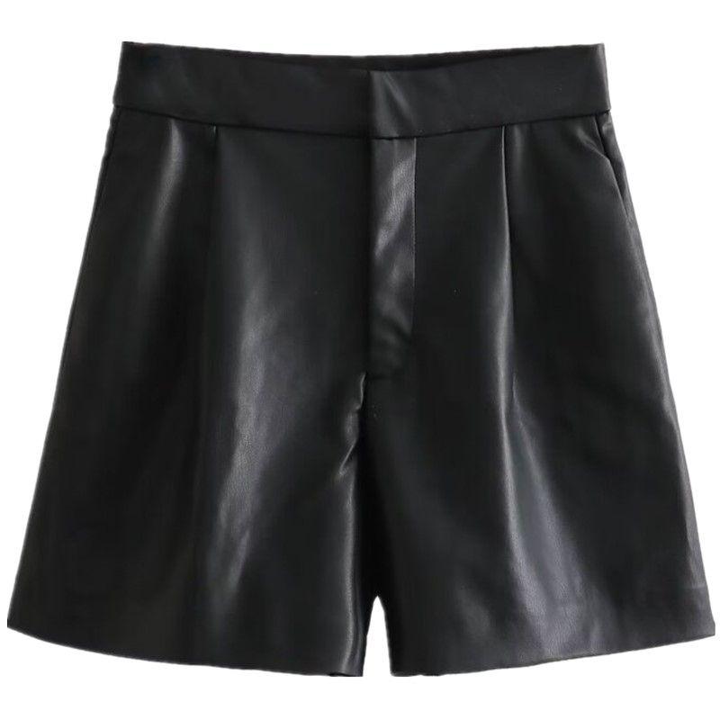 

Fashion Style Autumn and Winter New Arrival Women s Clothing Slim Looking Easiest for Match High Waist Imitation Leather Casual Shorts 5427515 800 Black L