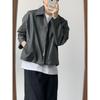 Men's Trendy Korean Style Leather Jacket - 2024 Spring/Autumn, Short Loose Fit with Lapel.
