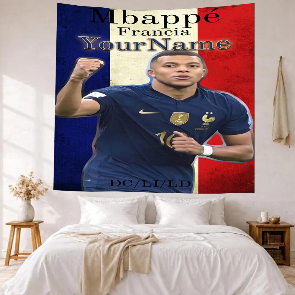 Mbappe Custom Your Name Wall Decor Tapestry Art For Pet Memorial Birthdaywedding Party Backdrop Family Gift
