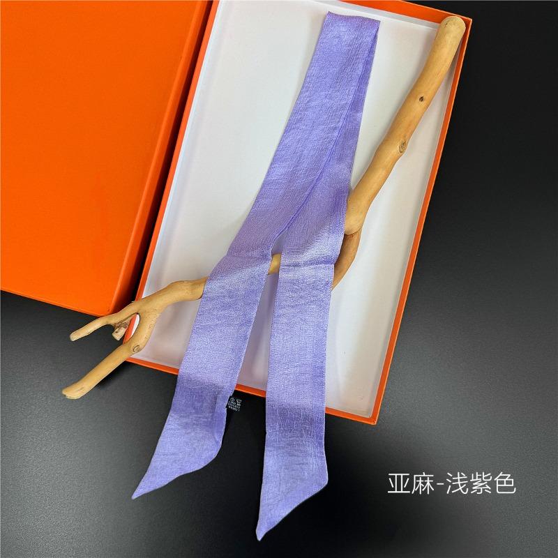 New monochrome women's decorative streamer wrapping bag ribbon solid color linen silk scarf small scarf headband scarf