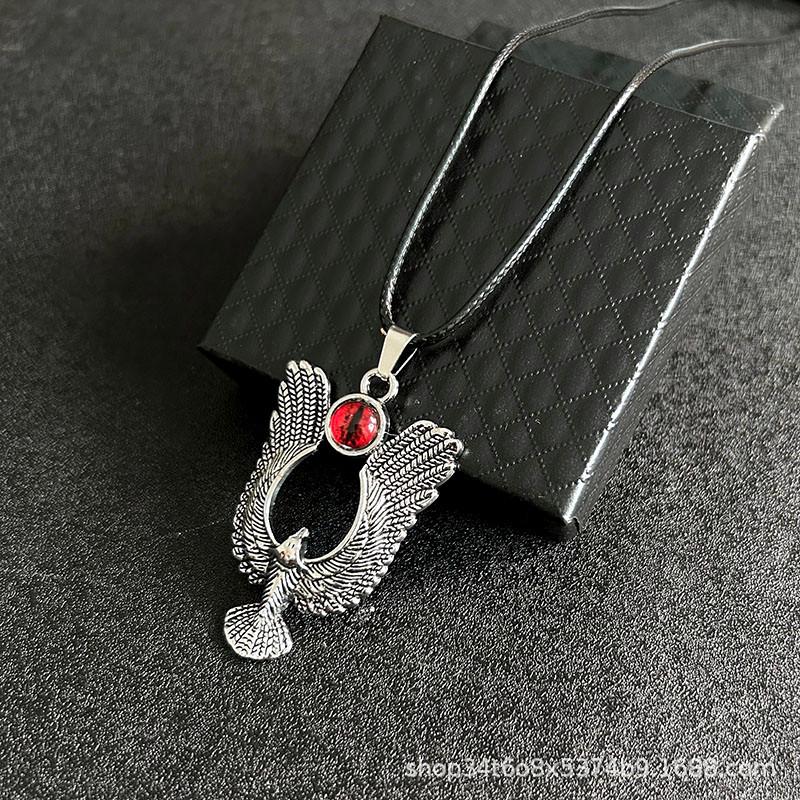 Retro Devil's Eye Pendant: Winged Eagle Stainless Steel Necklace for Men