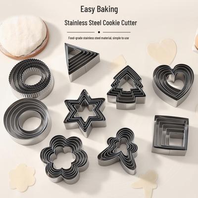 Stainless Steel Cookie & Fruit Cutter Set - Pentagram, Four-Pointed Star, Heart, Square, Rectangle Shapes