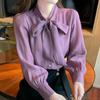 Navava Women Ribbon Neck Long Sleeve Blouse Nb3028