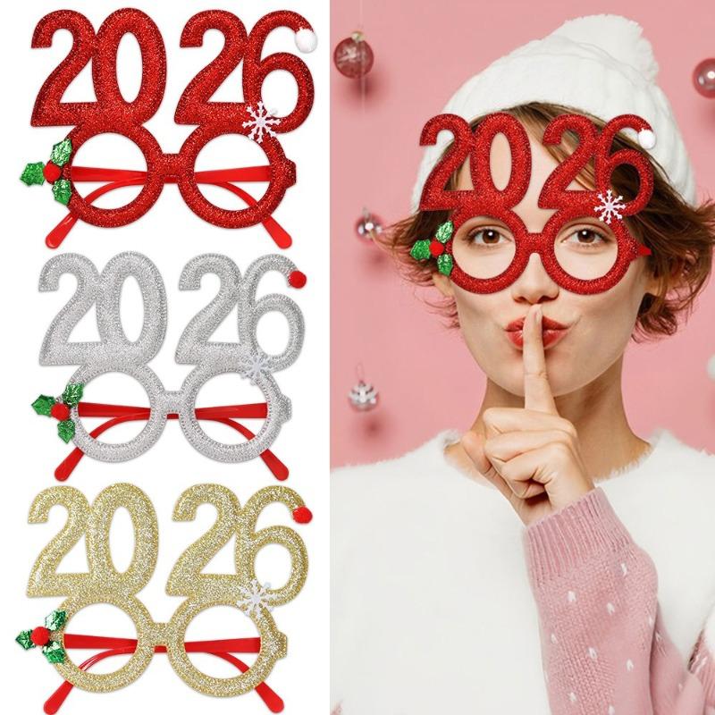 2026 Funny Eyeglasses Frames Party Decoration Christmas Theme New Year Photo Frame Creative Eye Wear for DIY Xmas Holiday Decor