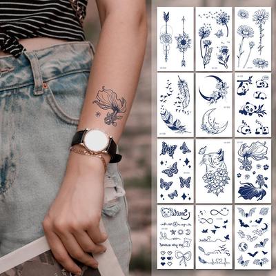 28/8/1 Sheets Semi Permanent Women's Fake Tattoos Wrist Ankle Tattoos Waterproof Sweatproof and Long Lasting Herbal Juice Tattoos