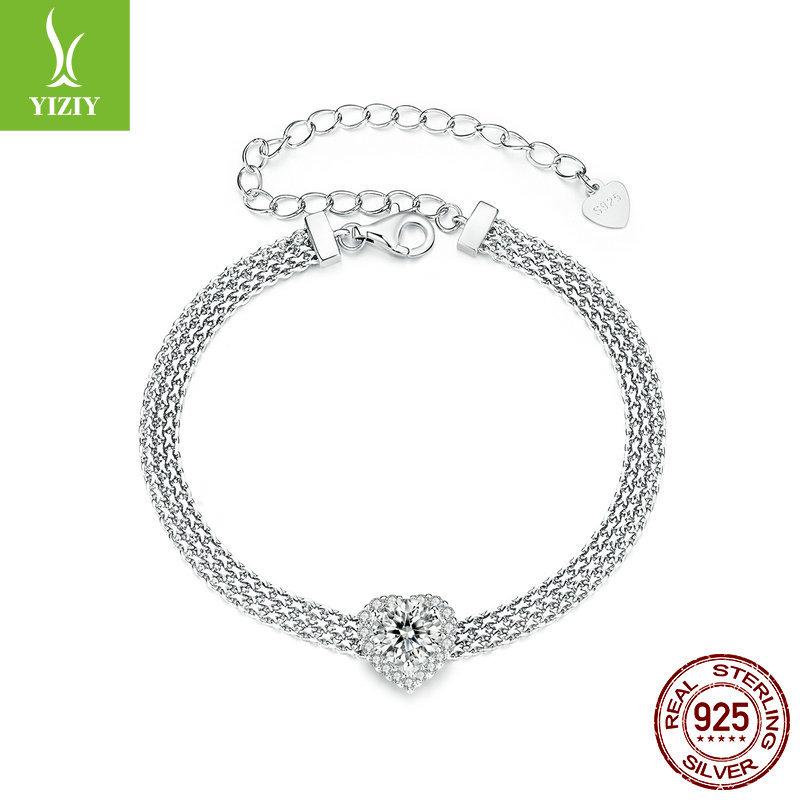 

Shining One-Carat Mozzarella Diamond Love Woven Bracelet, Light Luxury And High-End S925 Sterling Silver Bracelet.