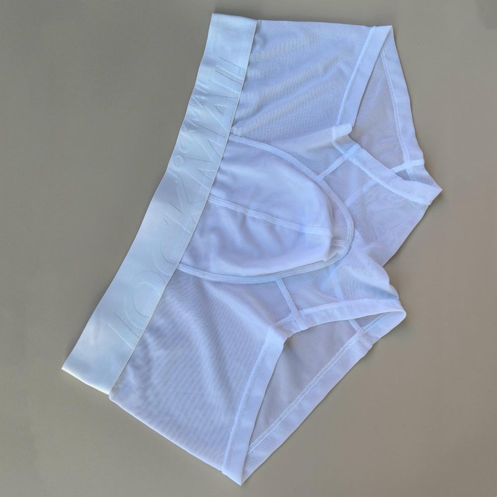 

Боксеры JOCKMAL ультратонкие сетчатые дышащие полупрозрачные сексуальные с низкой талией мужские боксеры однотонные повседневные спортивные шорты XXL белый