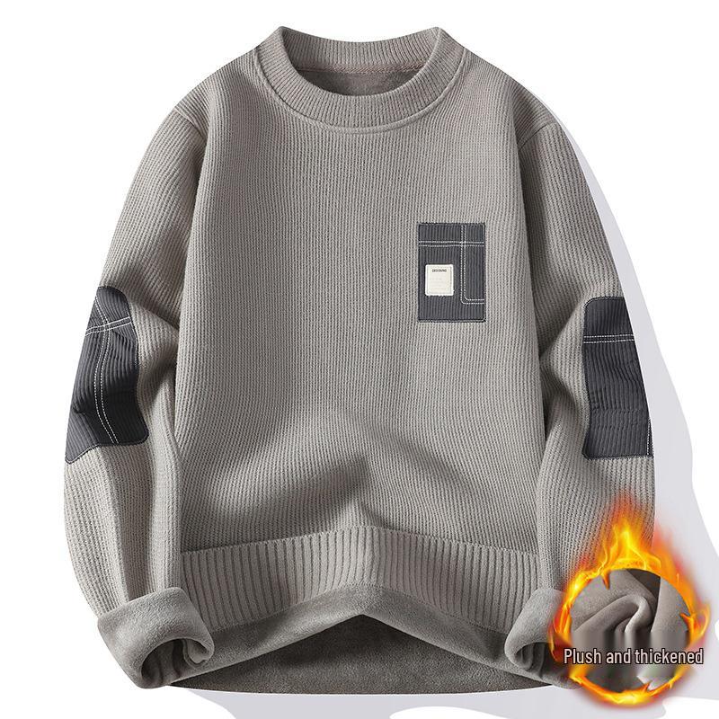 Plüsch-Winterpullover für Herren: Dicker Samt Langarm-Basisschicht für Jugendliche & Teenager