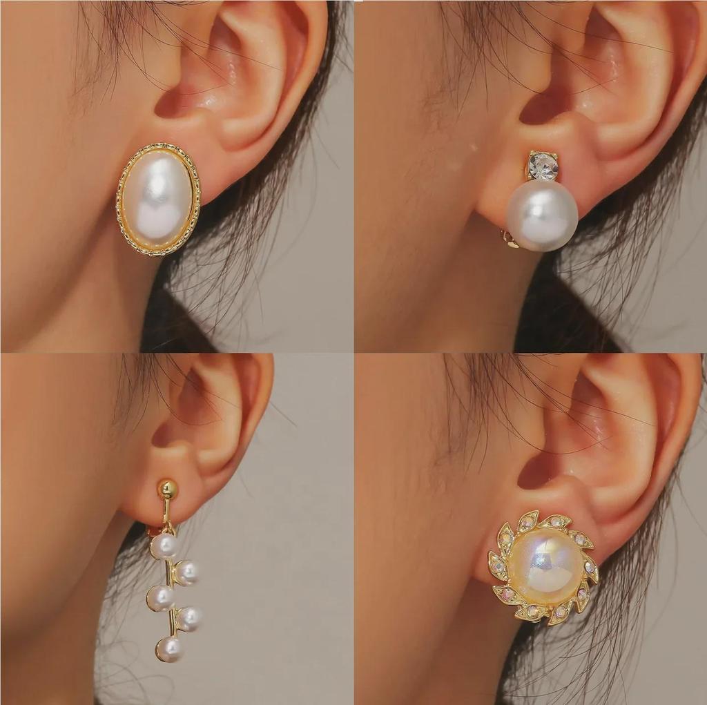 Elegant Retro Pearl Metal Ear Clips – No Piercing Needed