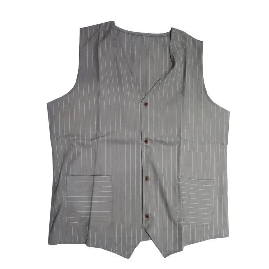 

Мужской жилет в британском стиле с v-образным вырезом, без воротника, в полоску, без рукавов, с принтом, однобортный жилет с карманами XL серый