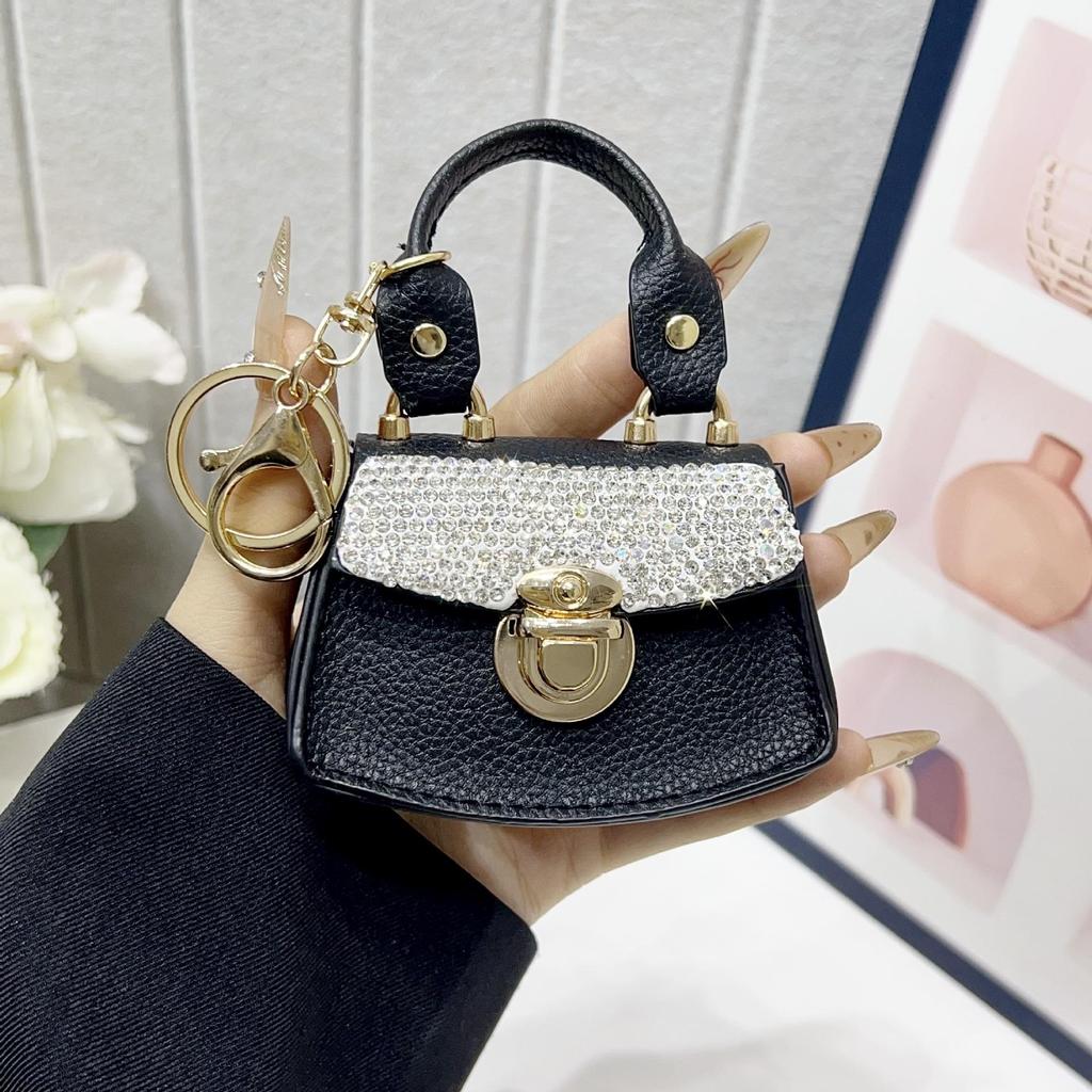 Elegant Diamond Mini Bag Charm: High-End Versatile Keychain and Earphone Pendant