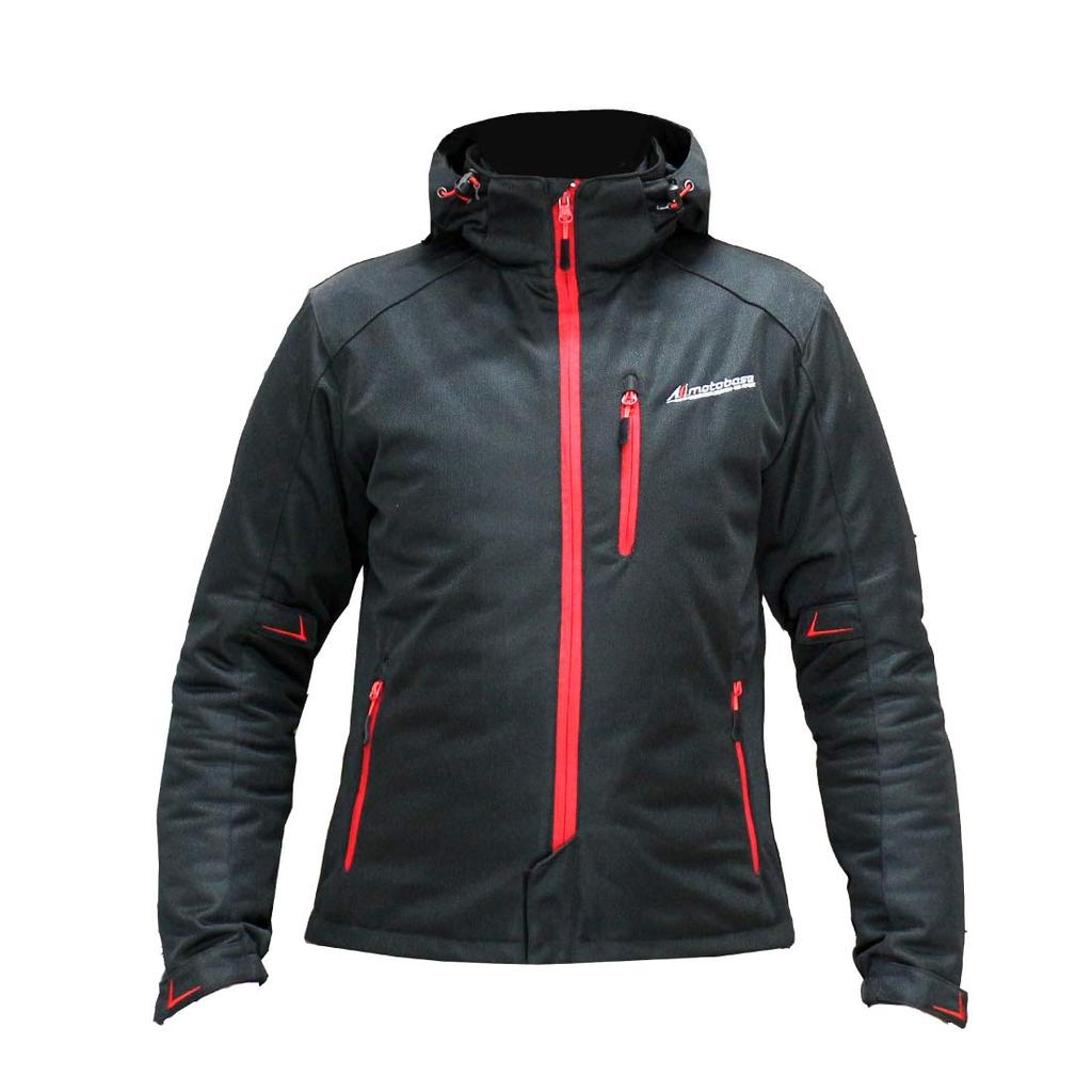 MOTO BASE Spring/Summer Motorcycle Protective Jacket - Cool Ride Mesh Parka MBMJ-03 Black/Red Size M - Men's Riding Gear with CE Protectors
