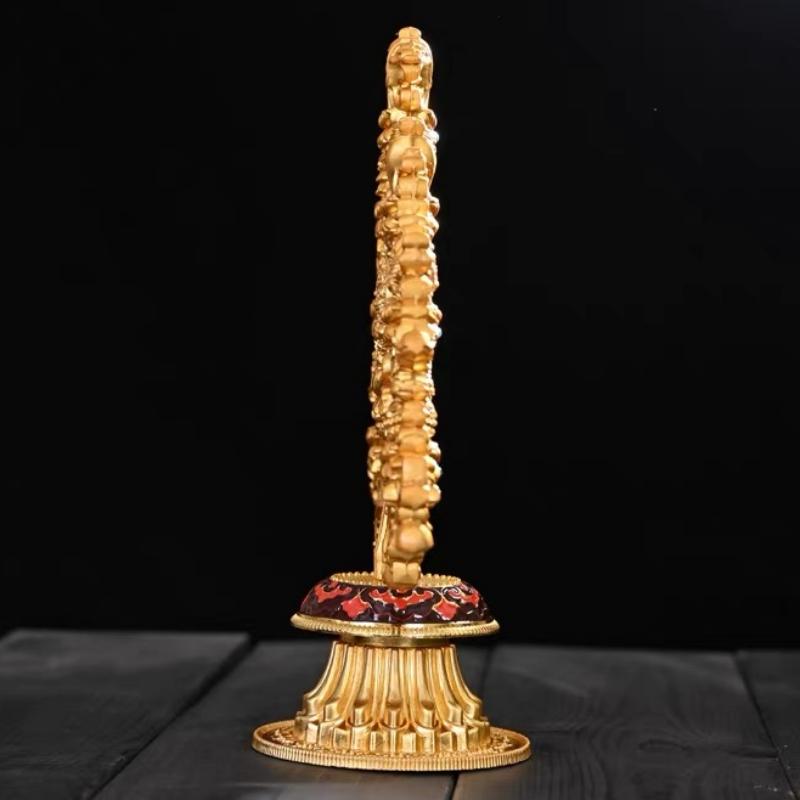 Tibetan Pagoda Trees Alloy,Tantric Golden Eight Auspicious Trees Buddhism Handicraft , Nepal Altars Desktop Decorative, 20 Cm