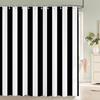 Black and White Striped Shower Curtain With Hooks Waterproof Polyester Fabric Geometric Pattern Home Decor Bathroom Curtain