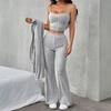 2024 Autumn/Winter European & American Women's Casual Knit Three-Piece Set: Stylish Homewear Fashion