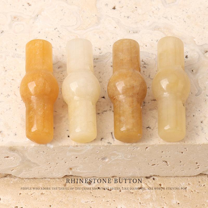 2pcs Natural Green Dongling Jade Bamboo Buttons, National Style Cheongsam Hanfu Vest Buttons, Chinese Jacket Cardigan Buttons