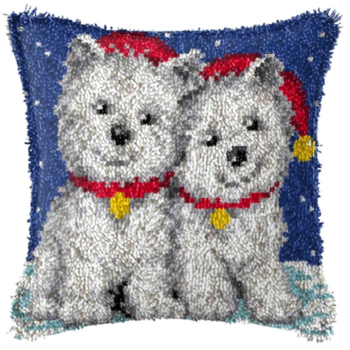 Cute Animal Latch Hook Pillow Smyrna Package Hooks Hand Knitted Dog Embroidered Pillow Carpet Embroidery Set Latch Hook Rug Kits