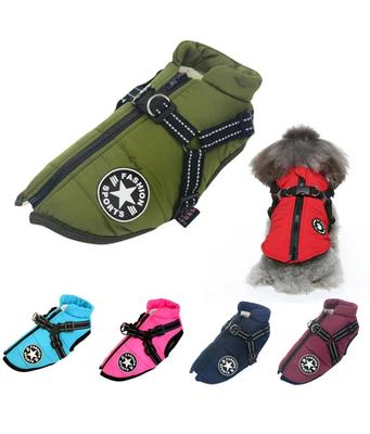 Large Pet Dog Jacket With Harness Winter Warm Dog Clothes For Labrador Waterproof Big Dog Coat Chihuahua French Bulldog Outfits