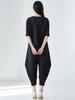 Miyake Women's High-End Flattering T-shirt & Irregular Harem Pants Two-Piece Set