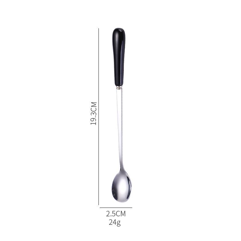 Dessert Espresso Ceramic Handle Stainless Steel Teaspoon Stirrer Coffee Spoons Stirring Tool