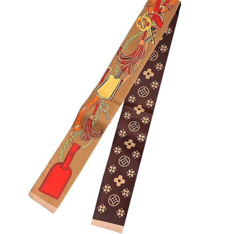 Silk scarf high-end new double-sided printing imitation silk scarf tied handbag headband decorative scarf headband
