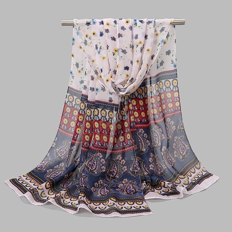 1Pc Muslim Chiffon Hijab Scarf For Women Summer Print Thin Scarves Soft Shawl Foulard Viscose Autumn Female Sunscreen Wrap Shawl