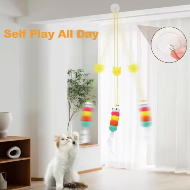 Interactive Elastic Funny Stick Kitten Toy Feather Bell Hanging Swing Kitten Teasing Accessories Long Rope Cat Supplies Pet