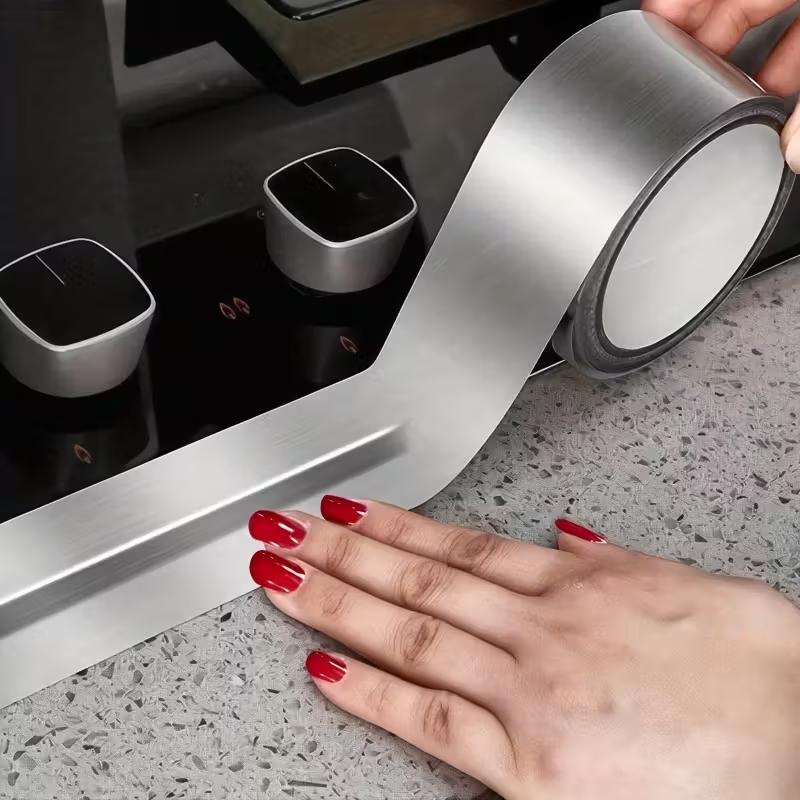 Aluminum Foil Waterproof & Oil-Proof Sealing Tape Heat Resistant Kitchen Sink & Stove Gap Sealer Strip for Bathroom and Toilet