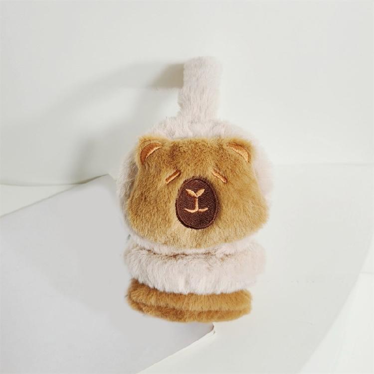 Plush Capybara Ear Warmers Fashion Portable Animal Earmuffs for Women and Girls Foldable Thick Earflaps Accessories
