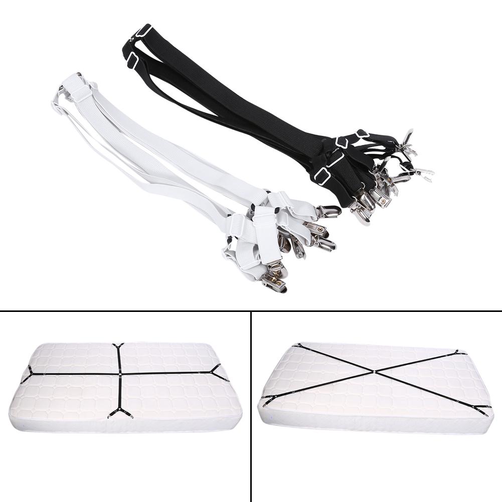Elastic Crisscross Bed Mattress Sheet Straps Clips Triangle Grippers Holder Fasteners Suspender For Bed Sheets Mattress Pads