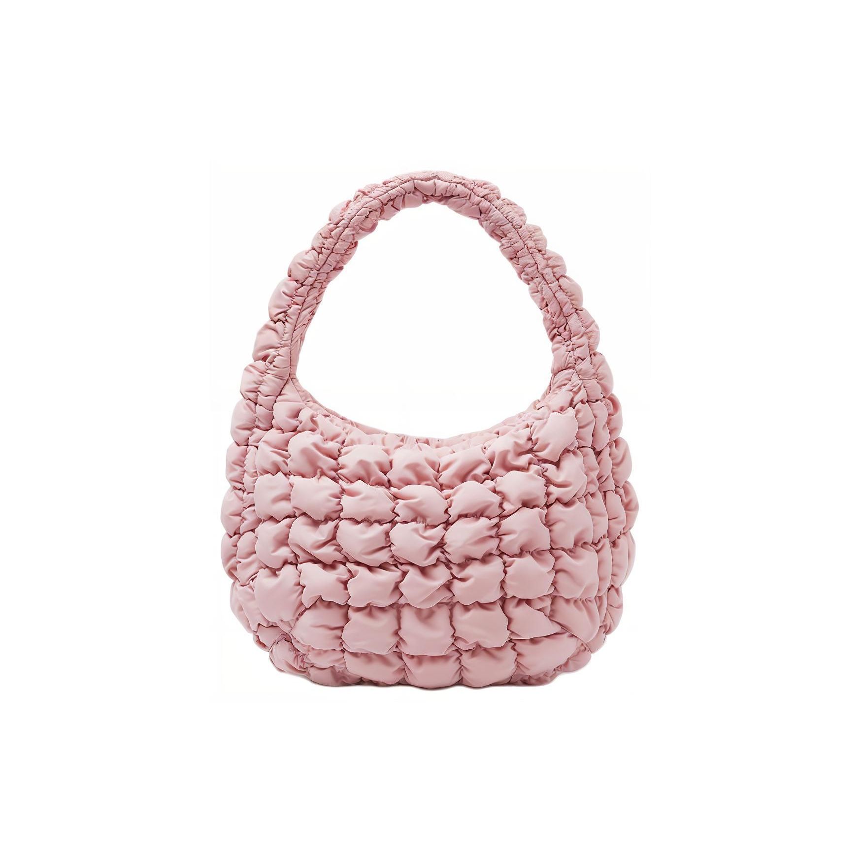 COS Quilted Pleated Design Top Zip Closure Polyester Cloud Bag Shoulder Bag Women bags Light-Pink 973537057001 Light Pink
