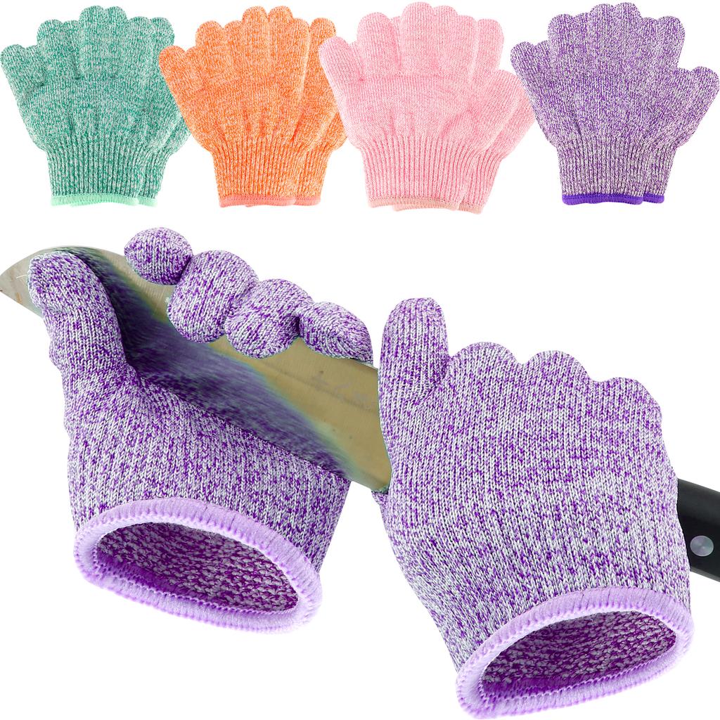 4 Pairs Cut Resistant Gloves 5 Protection Kids Anti-cutting Gloves Kitchen Cutting Protection Gloves for Cooking Wood Carving XS