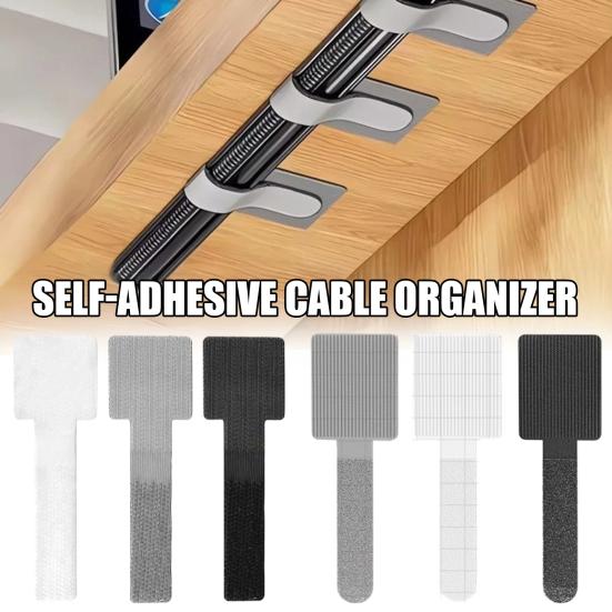 10/50Pcs Cable Organizer Tie Adhesive Adjustable Fastener Tape Cord Wrap Reusable Office Desk Power Wire Management Nylon Bundling Strap