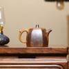 Yixing Zisha Teapot: Semi-Handmade Hexagonal Pine Carving with High Temperature Gold Sand Finish