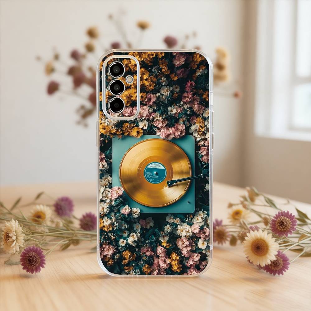 

Flower Record Phone Case For SamsungA10,12,20,21S,30,31,40,50,51,52,70,71 Transparent Cover Samsung a70