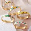 European and American Bestseller: 18K Gold Plated Titanium Steel Enamel Bracelet - Women’s Colorful Drip Oil Light Luxury Jewelry.