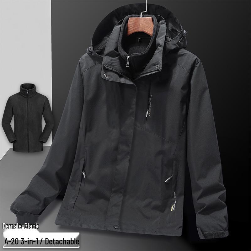 2026 Three-in-One Water-Repellent Hiking Jacket Set with Detachable Hood