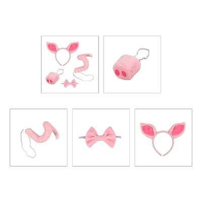 Pig Costume Set Pig Ears Nose Tail Bow Tie Animal Fancy Costume Kit Accessories