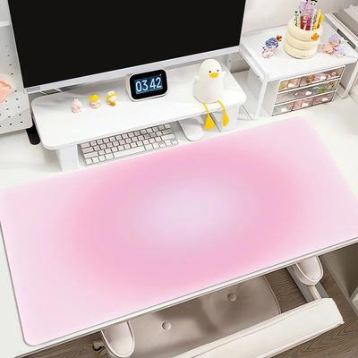 Gaming Mouse Pad Large Desk Mat Antislip Rubber Stitched Edges Soft Pink Gradient Desk Pad Extended Office Mat