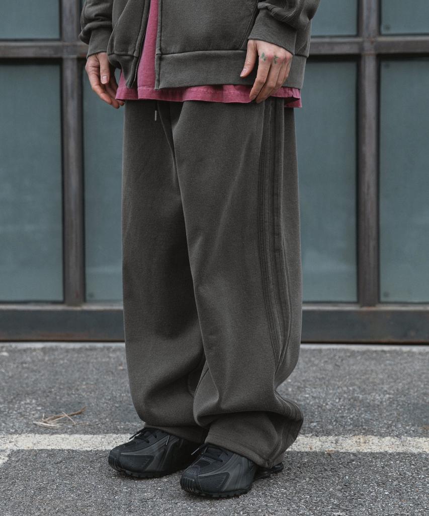 BURNING CAPONE Bc Pigment Track Wide Pants (Charcoal)