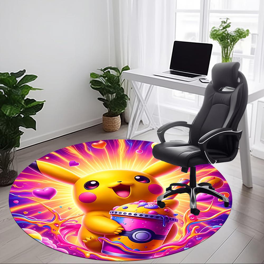 1pc Pikachu, Pokémon Chair Carpet for Office Non-Slip,Machine Washable Rug for Office, Room - Holiday Decor - Machine Made yy251017294