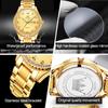OLEVS Brand Diamond Studded Gold Watch Double Calendar Night Light Waterproof Quartz Men's Watch 5565