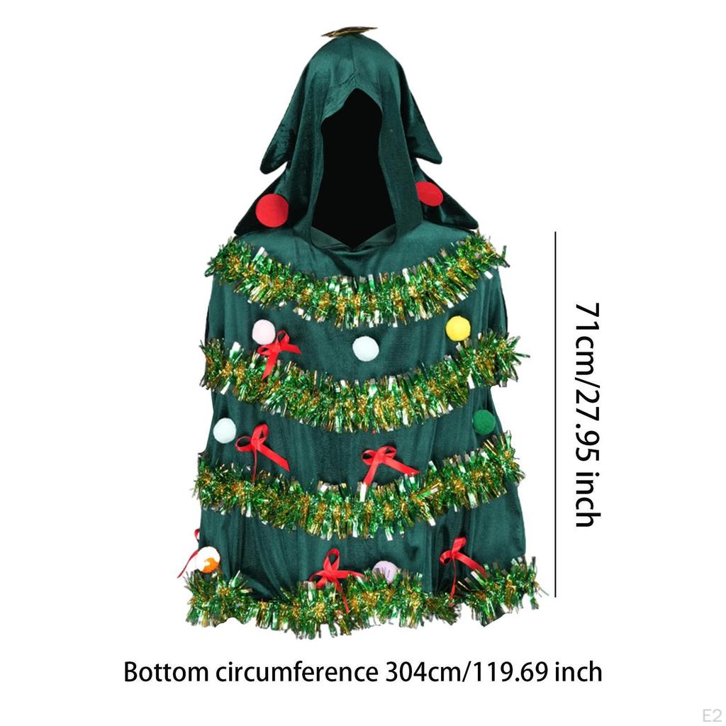 Christmas Tree Costume for Women Hooded Cloak Shawl Masquerade Festival Xmas