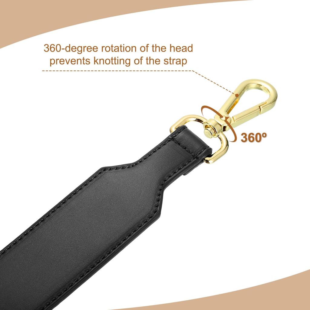 uxcell PU Leather Purse Handle Replacement Short Strap Clutch Bag Handle with Clasp for Crossbody and Black Gold Buckle Handbags, Wallets, Briefcases,