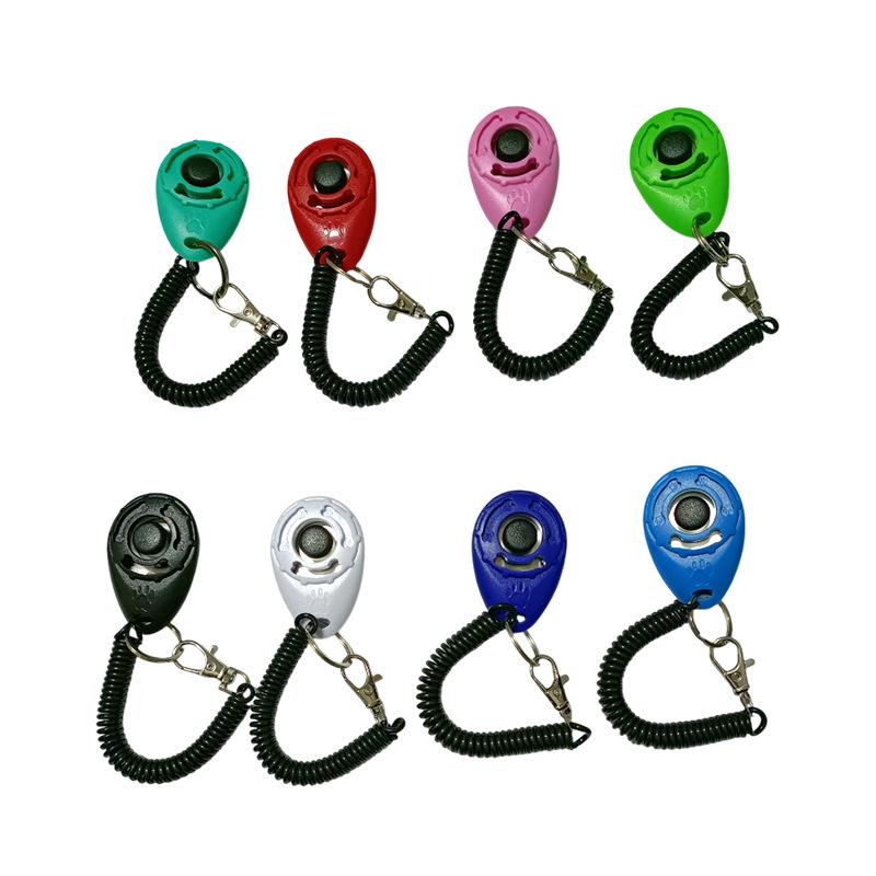 Oval Clicker Dog Training Device with Rope and Black Button