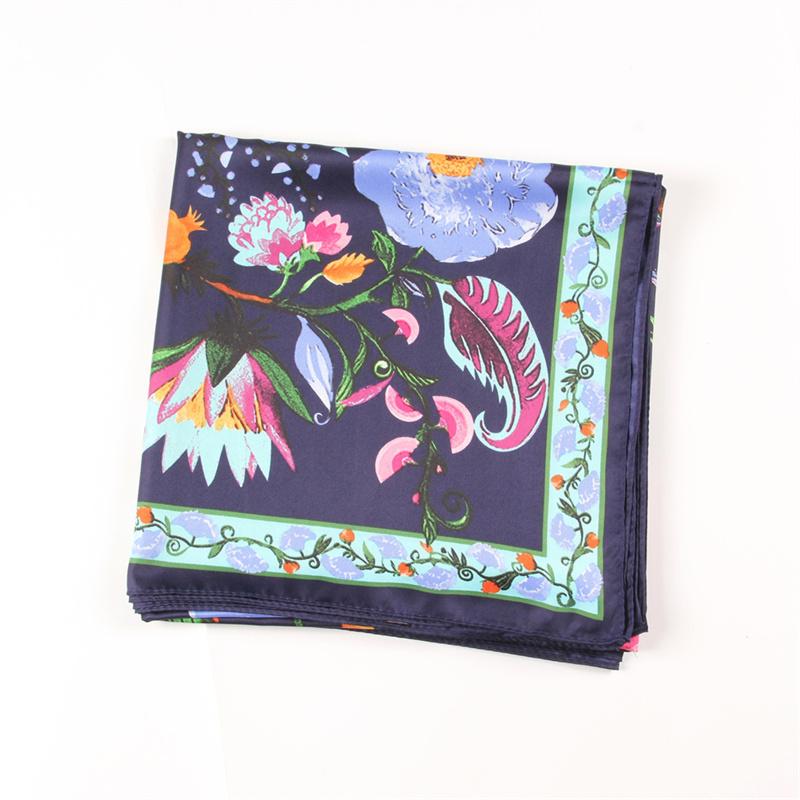 POBING Silk Scarf Women Large Shawls Animals Life Tree Print Stoles Square Bandana Luxury Kerchief Hijab Female Foulards 130CM