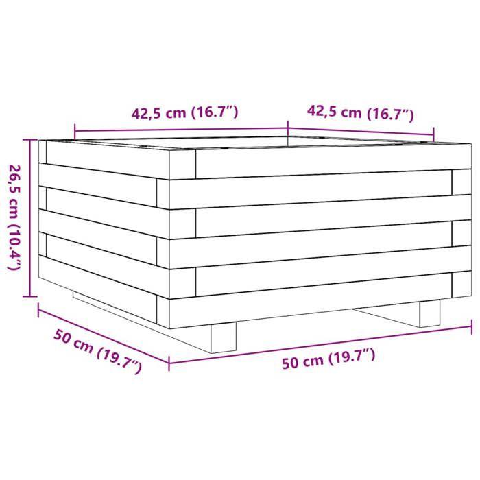 VidaXL Planter 50x50x26.5 Cm Impregnated Pine Wood, Outdoor Planter, Flower Box, Plant Box, Planter Box of 847297