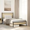 VidaXL Metal Bed Frames with Sonoma Oak Headboard 100x200 Cm, Single Bed, Bedroom Furniture, Bed 4007863